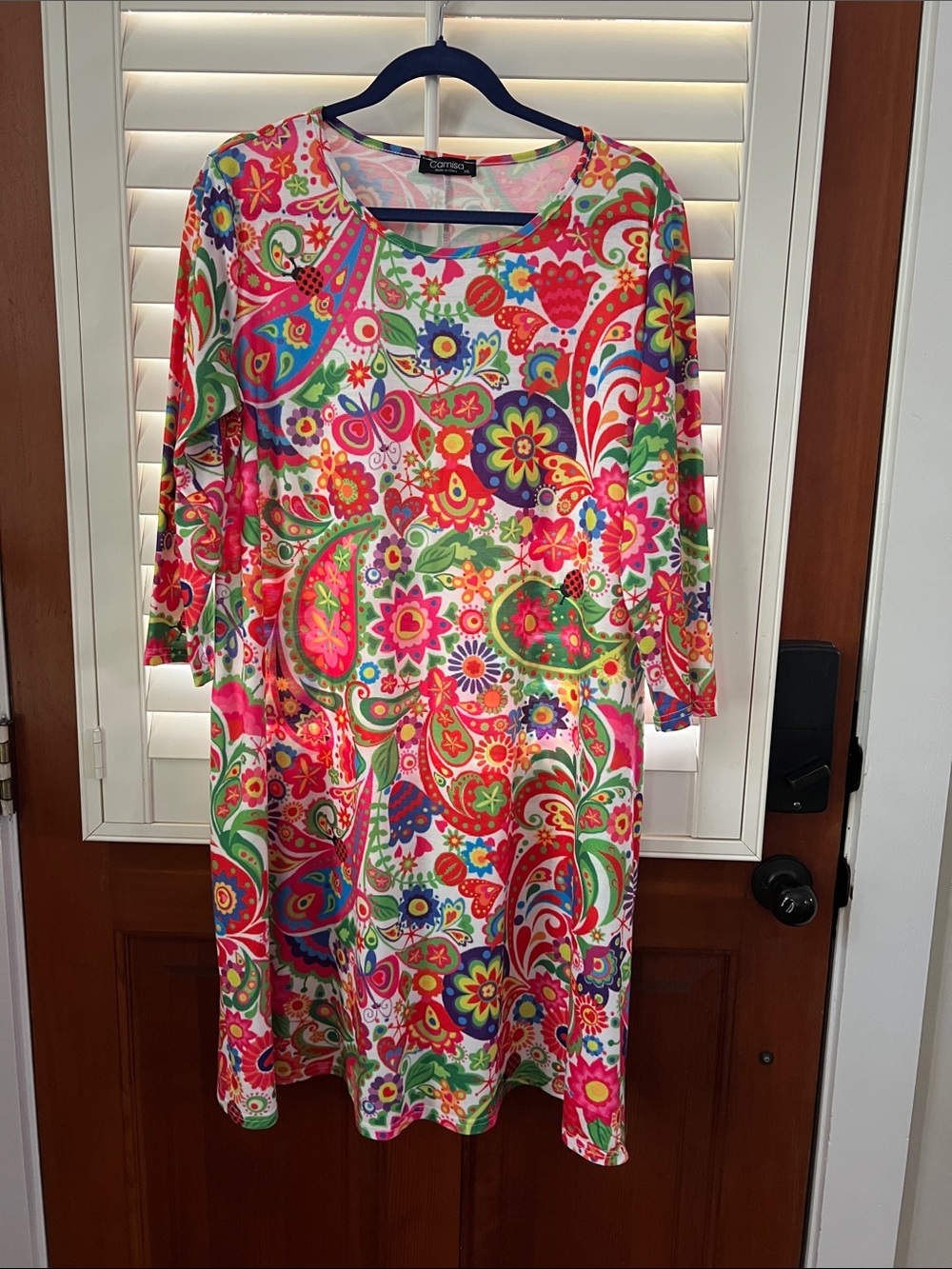 Colorful Paisley Floral Knit Tunic Dress - Bright Multicolor
